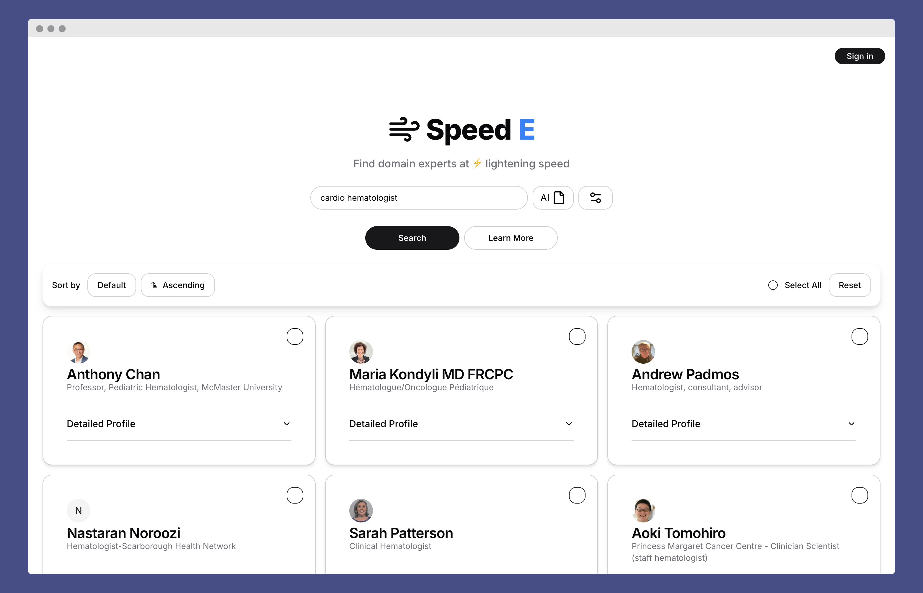 Screenshot of Speede Interface